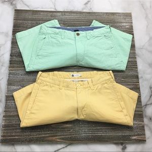 Bundle of 2 J. Crew Shorts SZ 30 Mint & Yellow